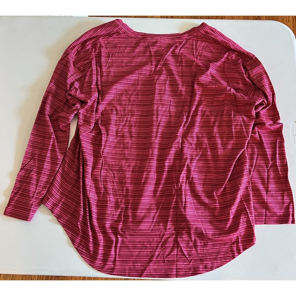 Athleta Womens Top Cloudlight Stratus Striped Pink Long‎ Sleeve Size 1X NEW - Picture 2 of 5